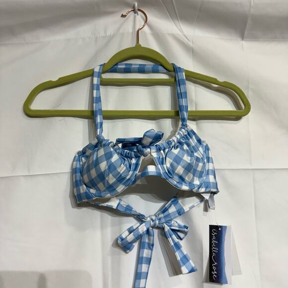 Isabella Rose Chambray Chateau Checkered Halter Swim Top Sz S NWT - Picture 2 of 11